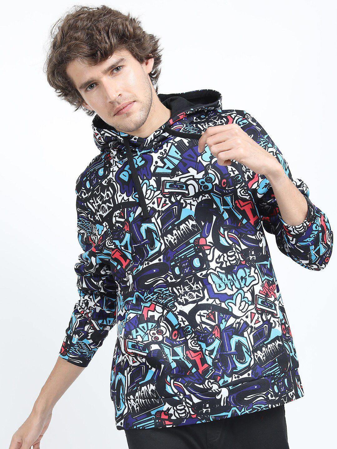 highlander men multicoloured printed hooded sweatshirt