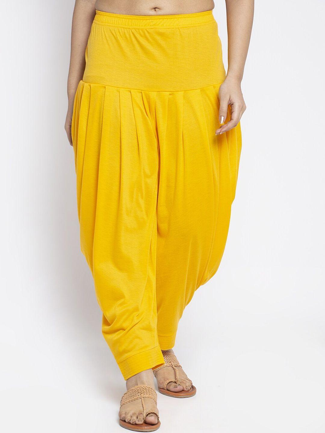 gracit women yellow solid mid-rise loose fit salwar