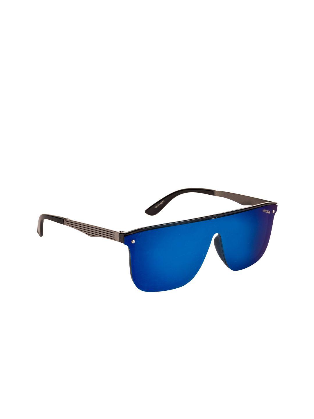 voyage unisex blue lens & black uv protected lens wayfarer sunglasses