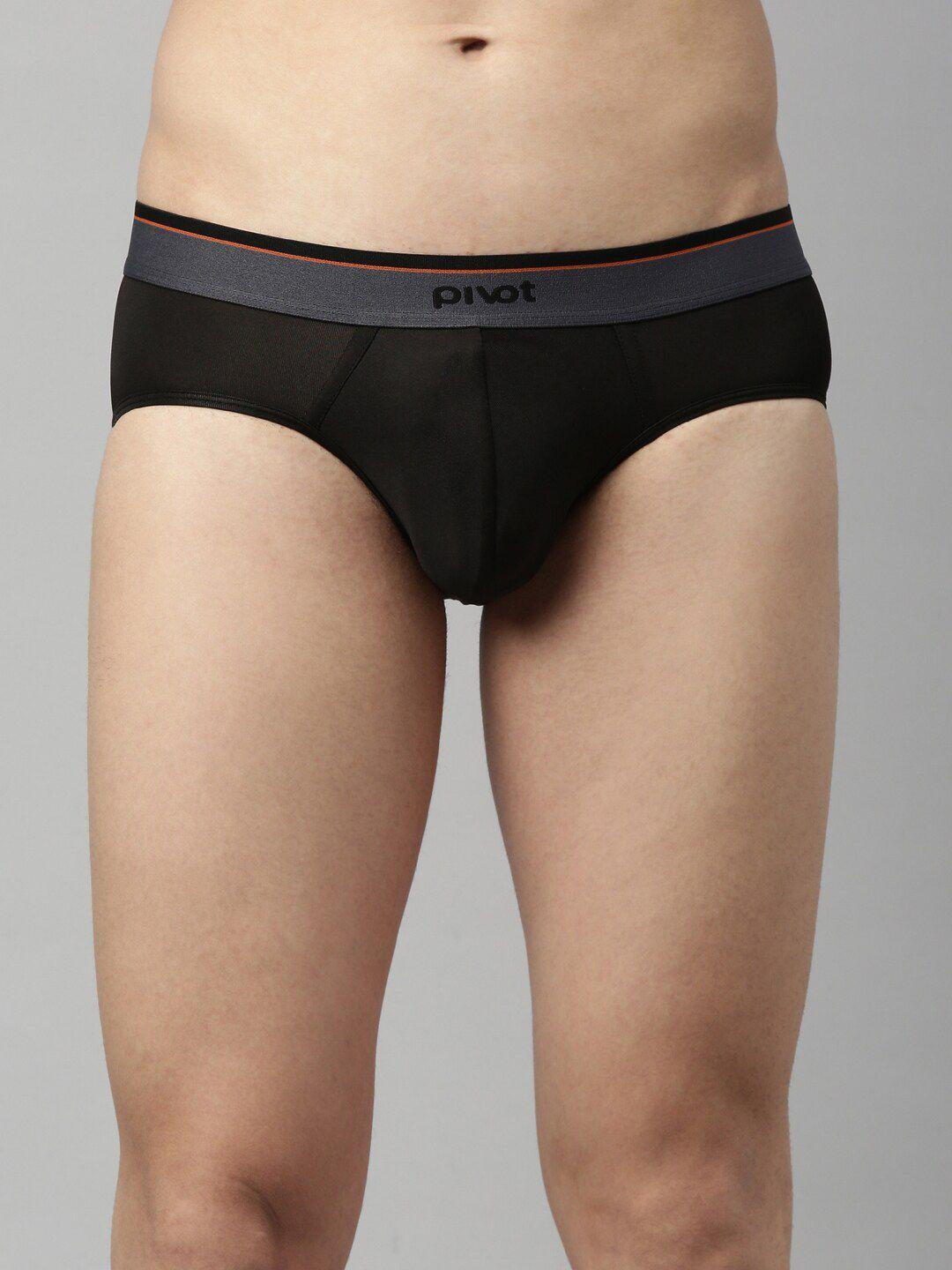 pivot men black polyester brief