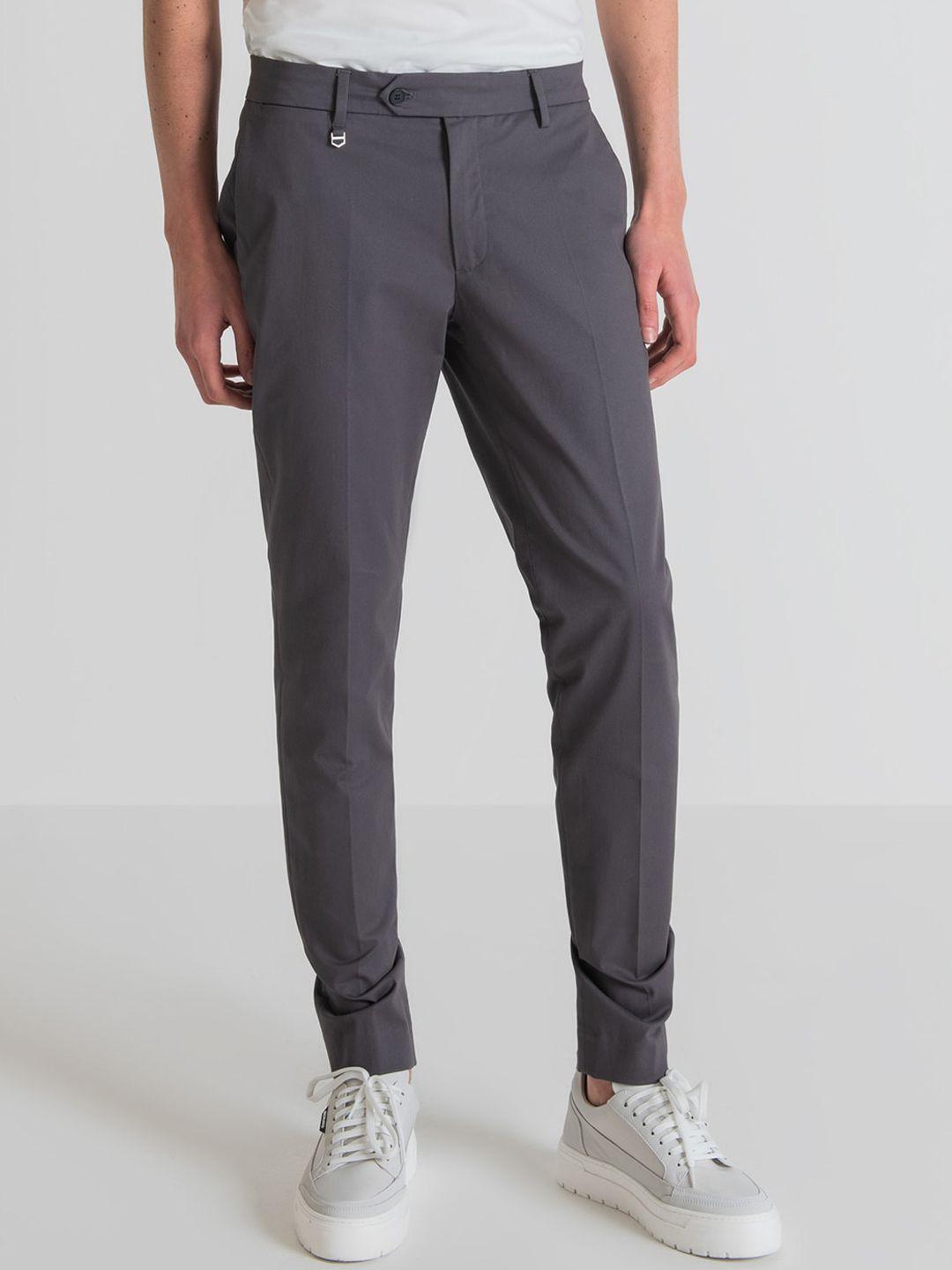 antony morato men grey skinny fit trousers