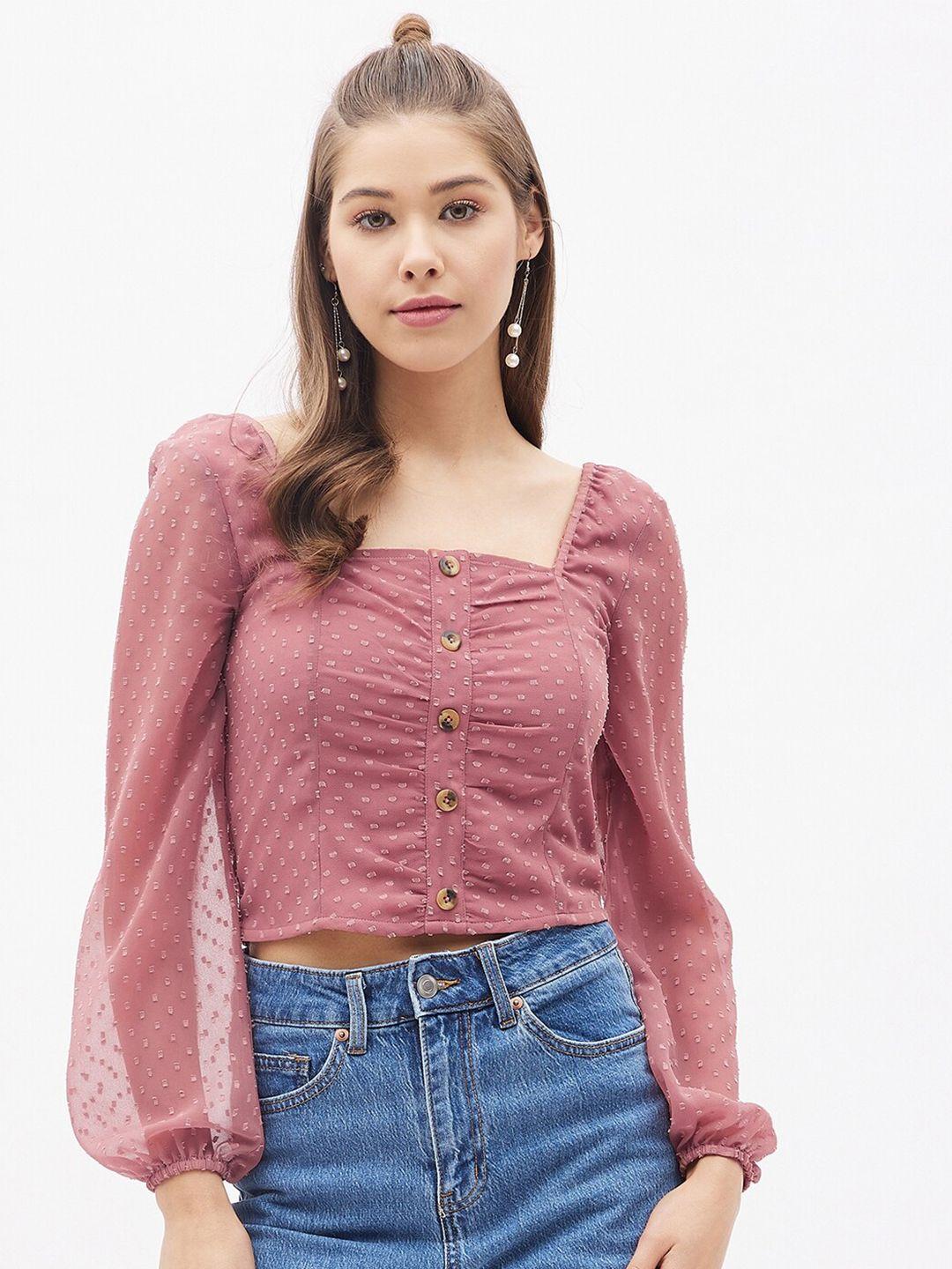 harpa pink sheer georgette crop top