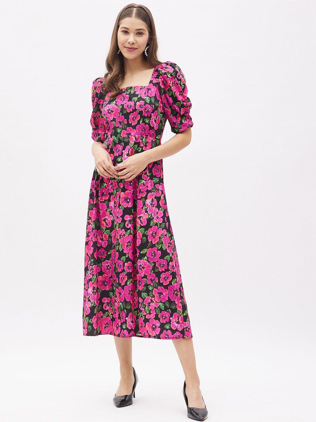 harpa pink floral crepe midi dress