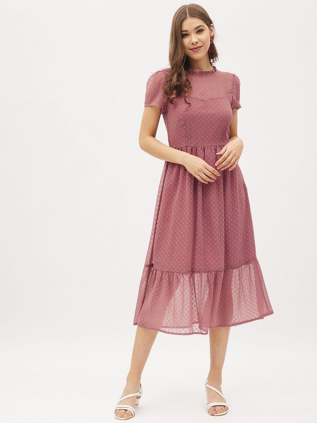 harpa rose pink georgette midi dress