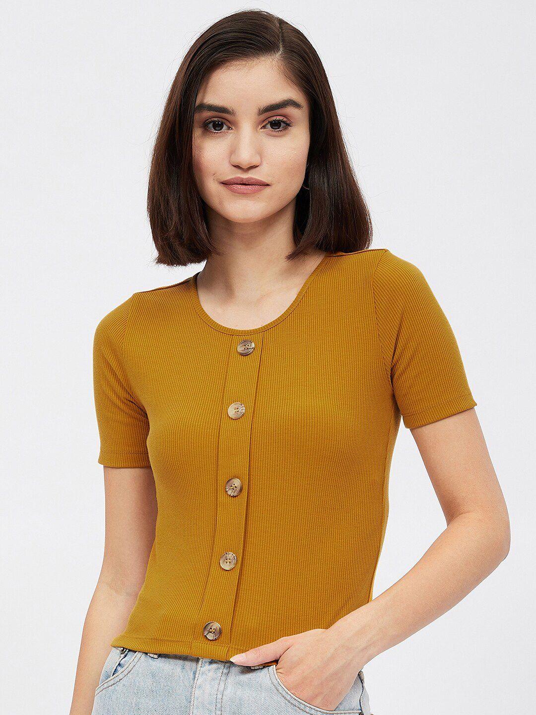 harpa mustard yellow solid crop top