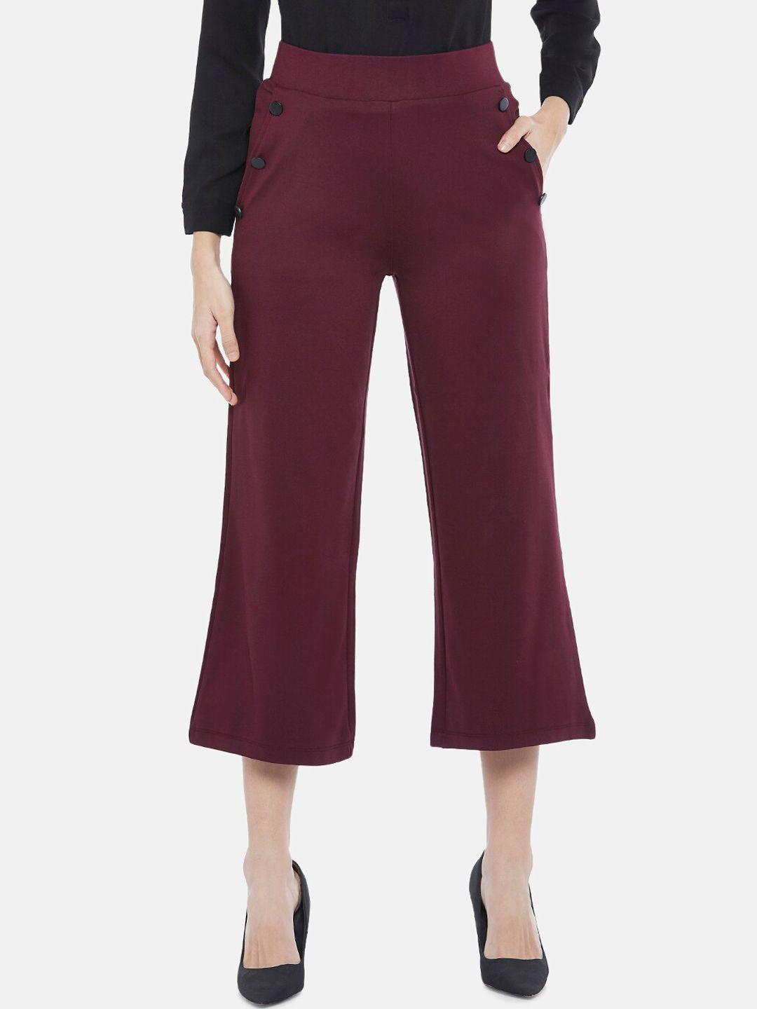 annabelle by pantaloons women maroon culottes trousers