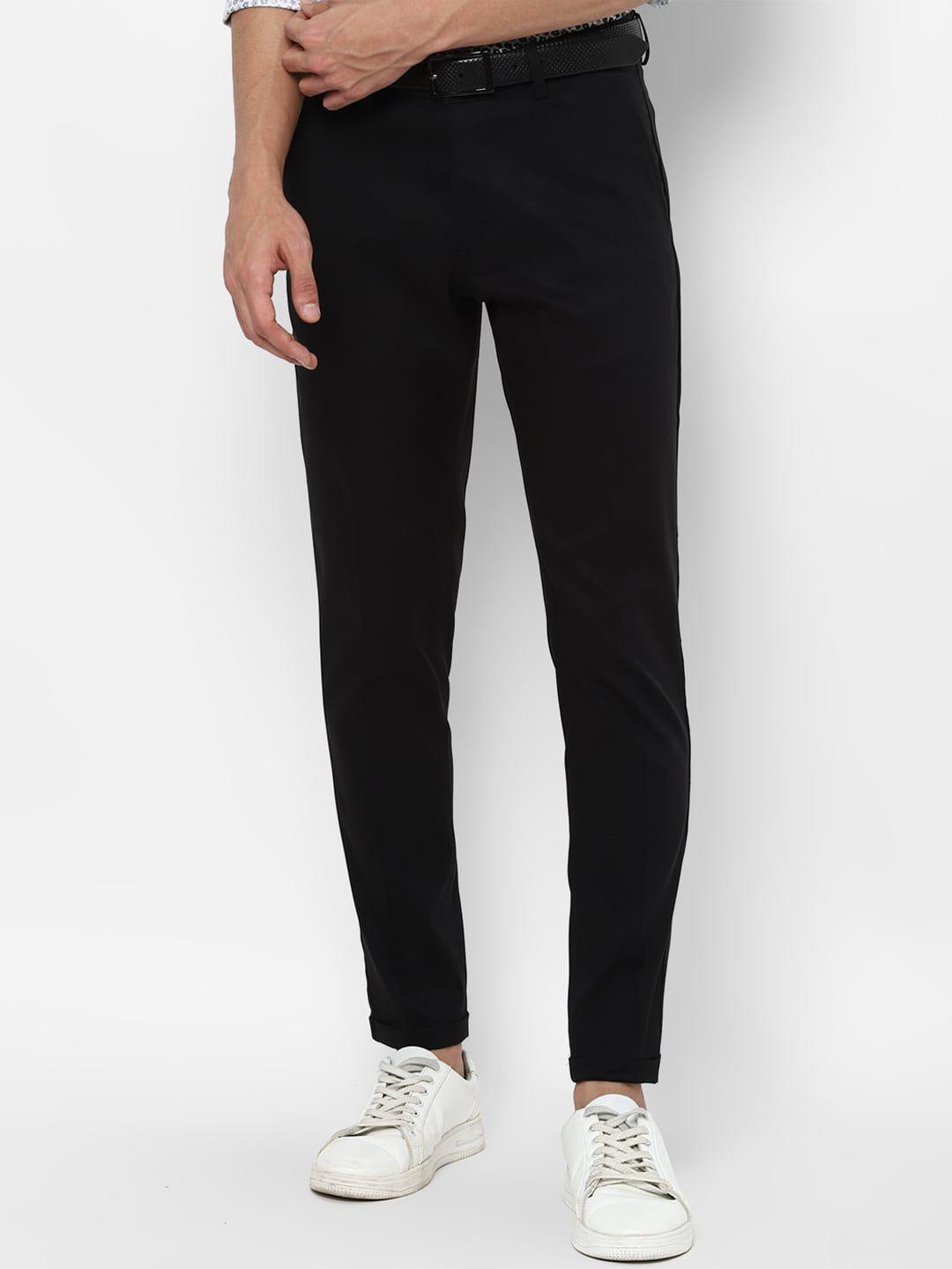 simon carter london men black slim fit cotton trousers