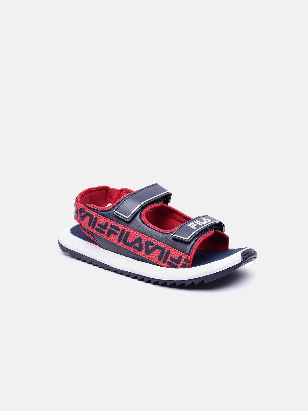 fila men red & navy blue pu comfort sandals