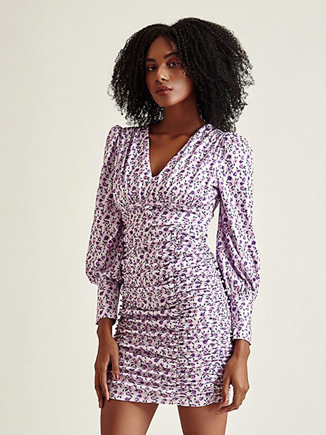 cover story lavender floral bodycon dress