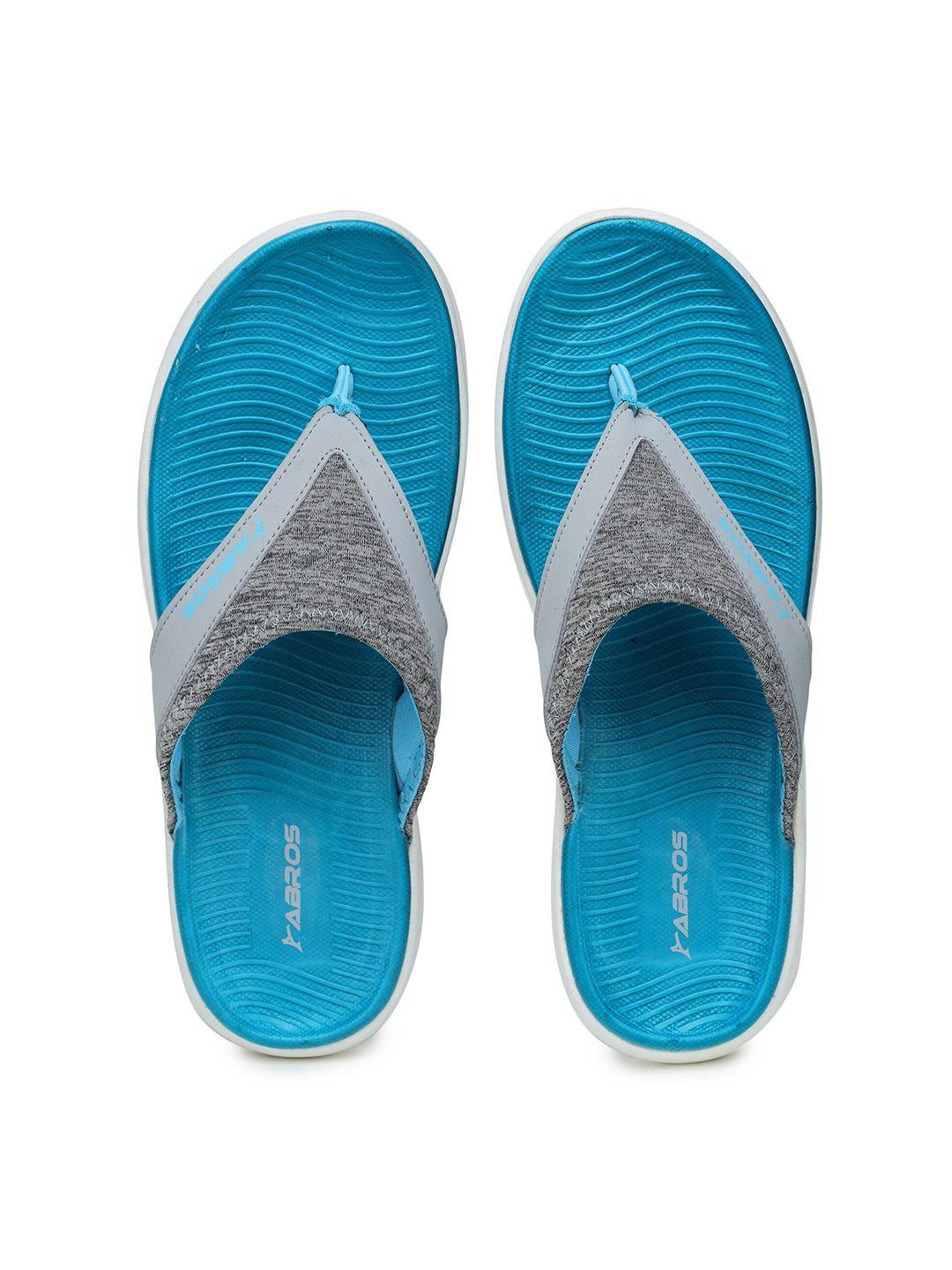 abros women grey & turquoise blue thong flip-flops