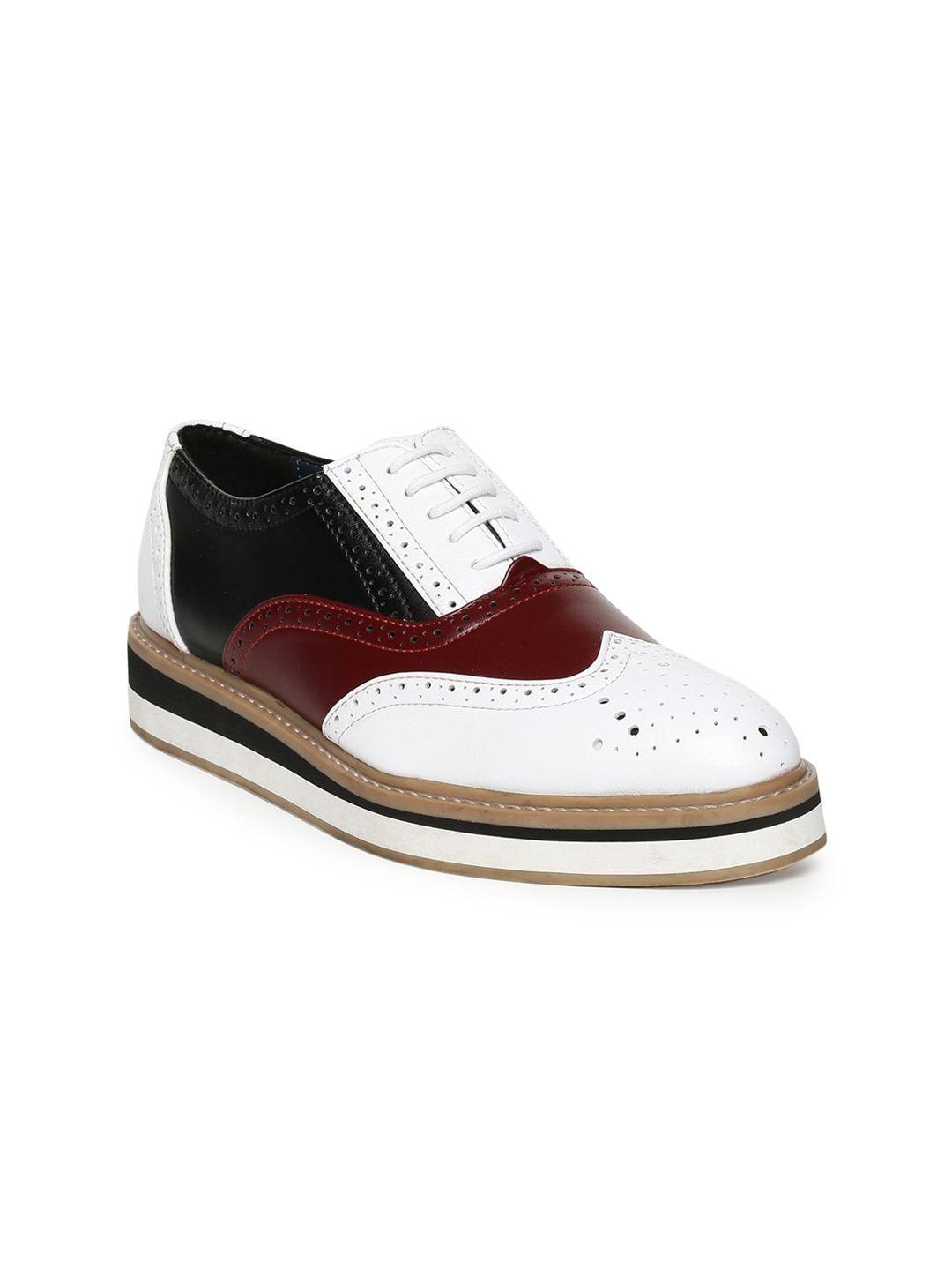 monkstory men white perforations brogues