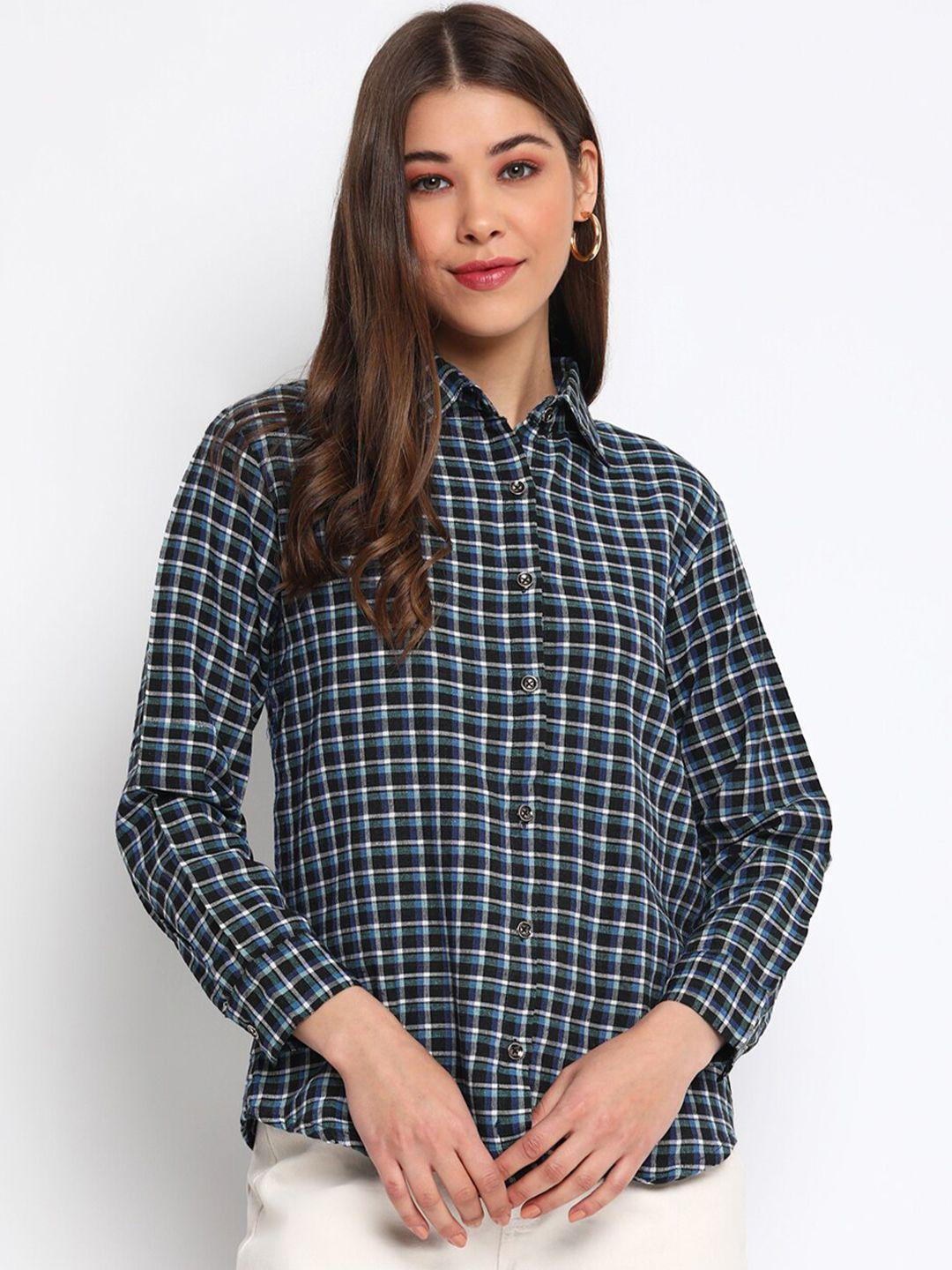 mayra women multicoloured slim fit checked casual shirt