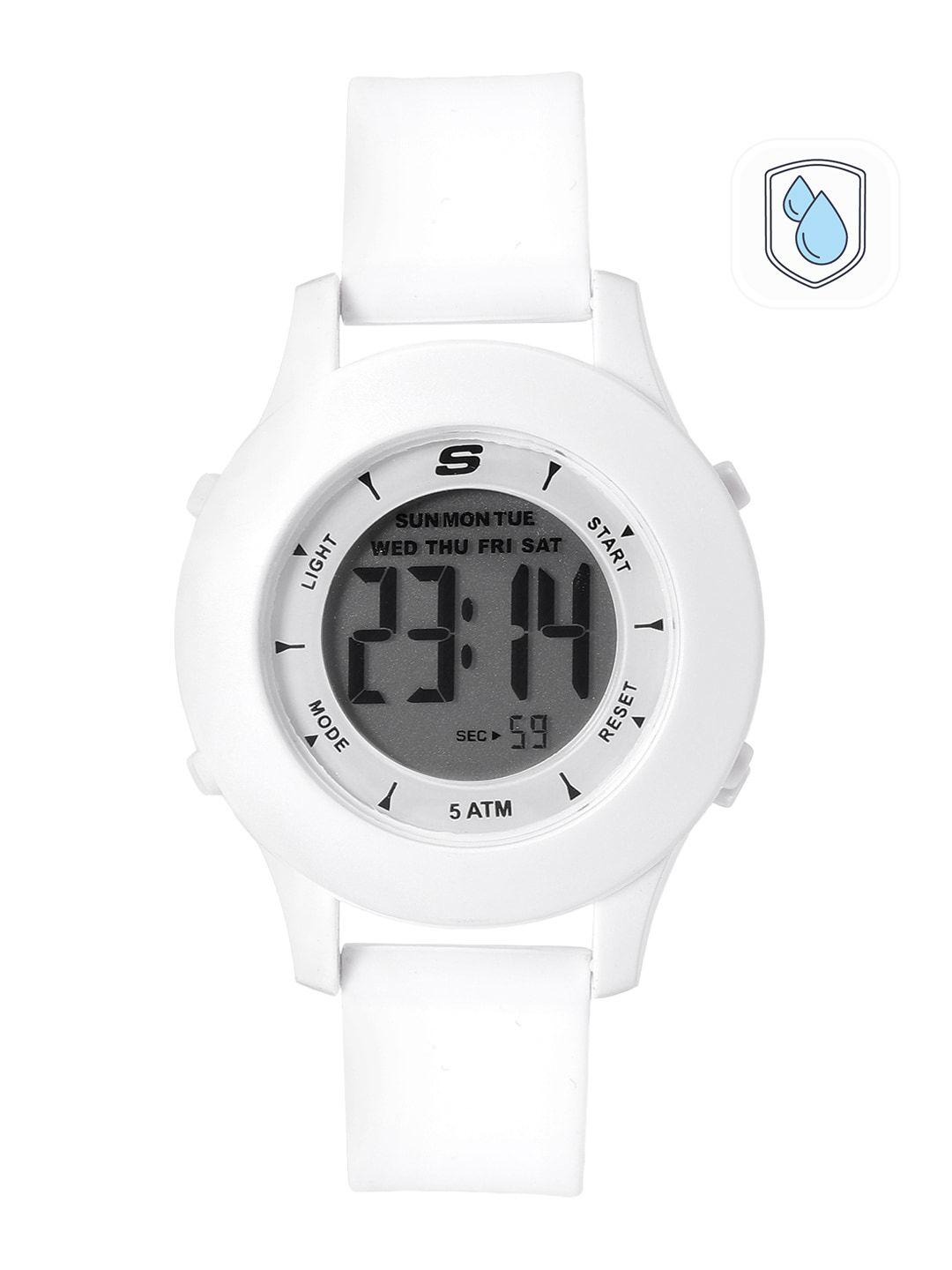 skechers women white dial & straps rosencrans digital watch sr6142