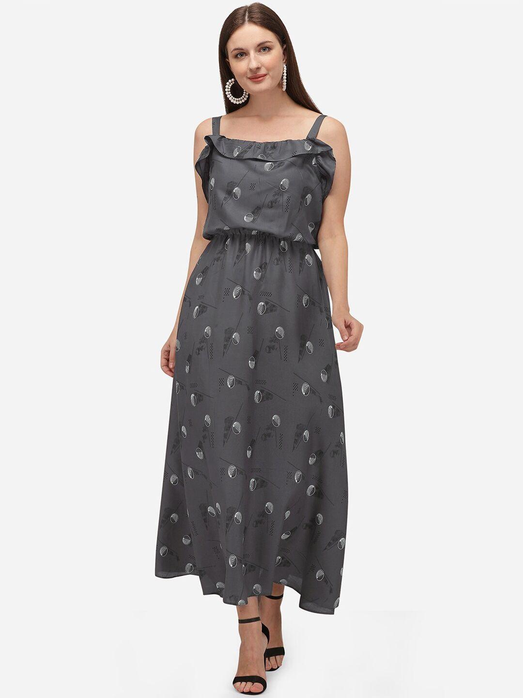 kalini grey maxi  cotton printed dress