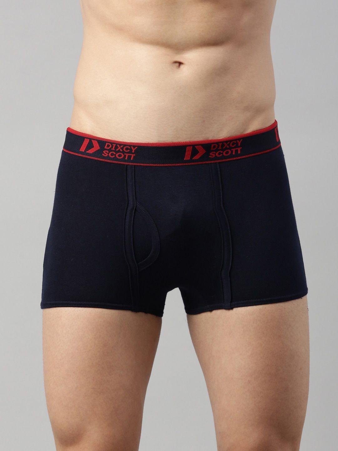 dixcy scott men navy blue solid pure cotton trunk