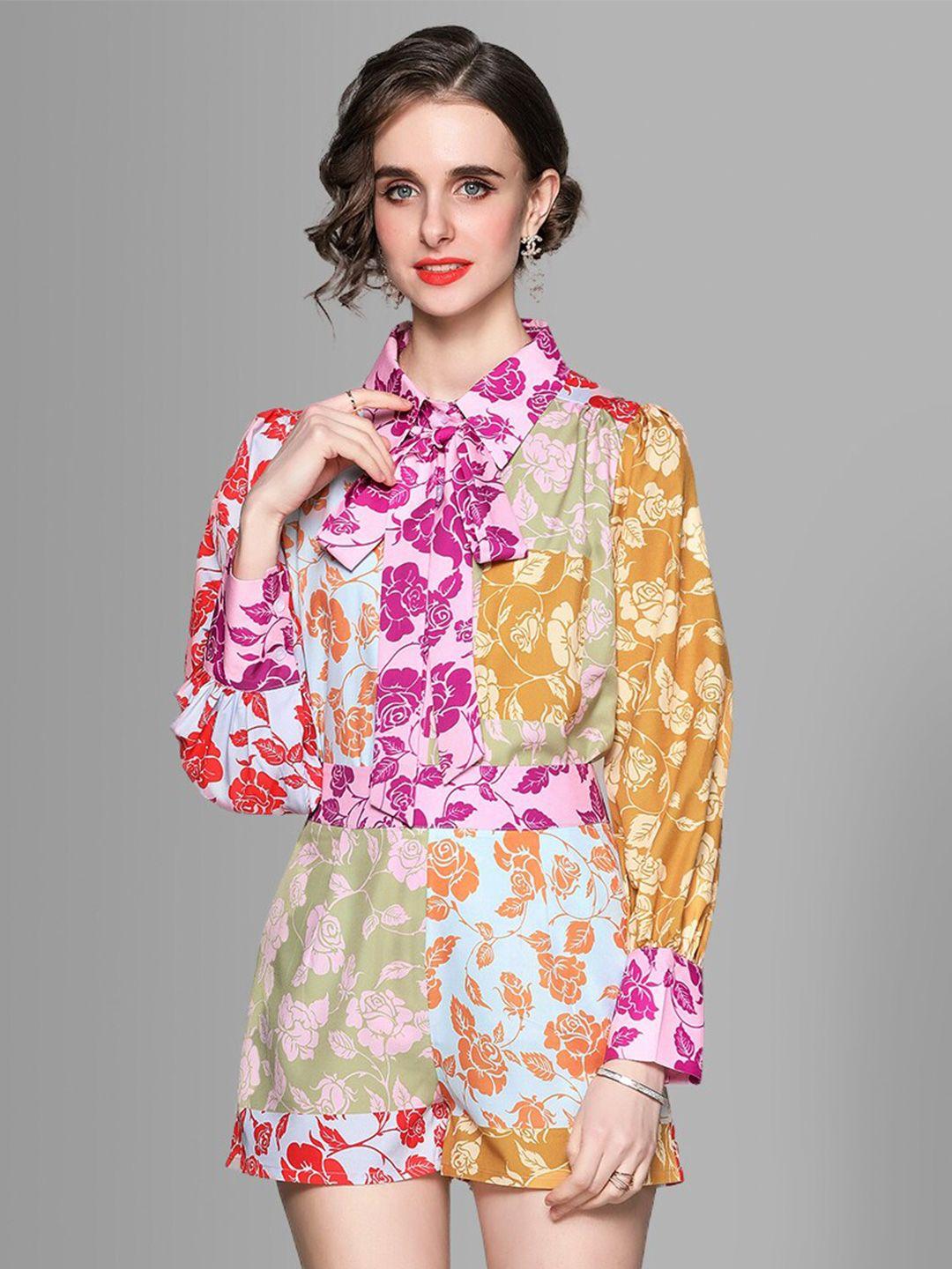 jc collection women multicoloured printed shirt with shorts