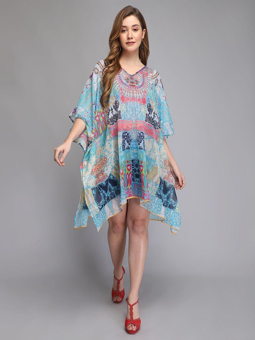 aditi wasan multicoloured ethnic motifs kaftan dress