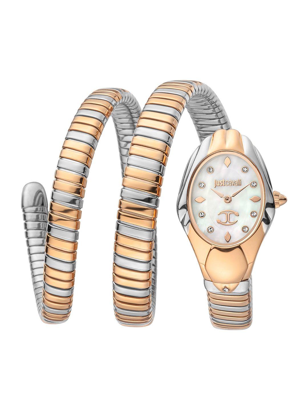 just cavalli women white brass dial & multicoloured bracelet analogue watch jc1l184m0045