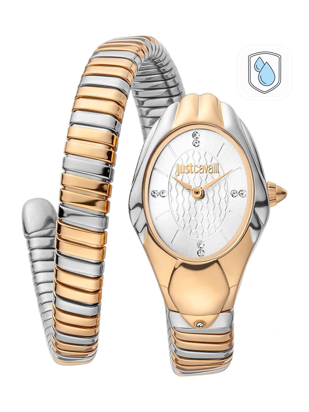 just cavalli women silver-toned dial bracelet style straps analogue watch jc1l182m0035