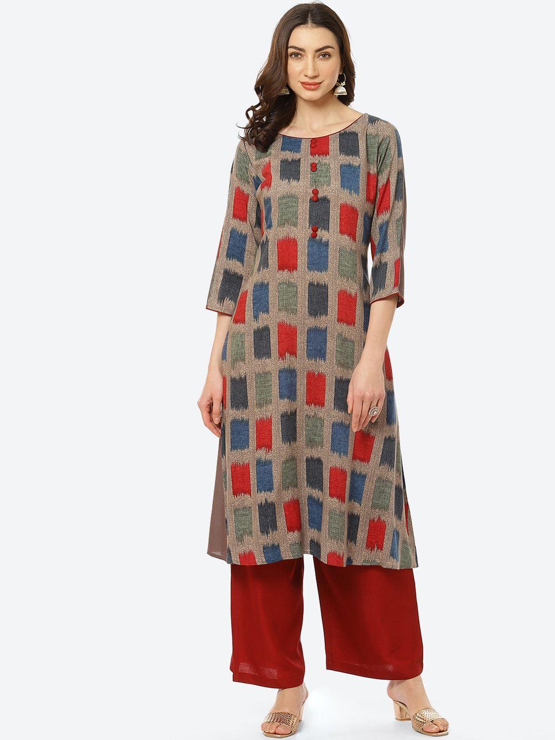 kurti's by menka women grey printed kurta