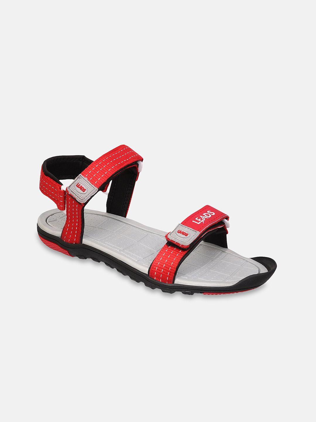 aqualite men red & grey pu sport sandals