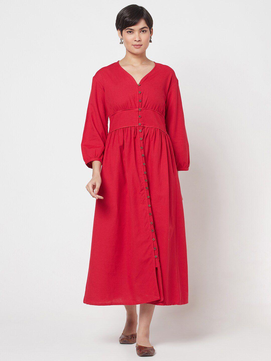 fabindia red midi dress