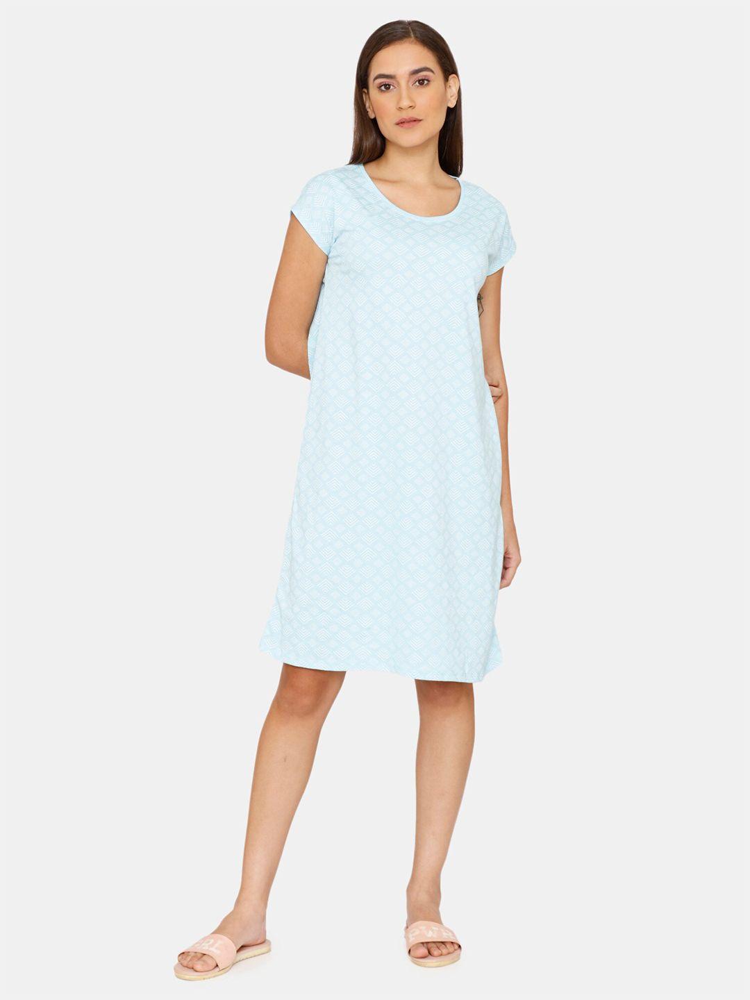 rosaline by zivame women blue printed nightdress