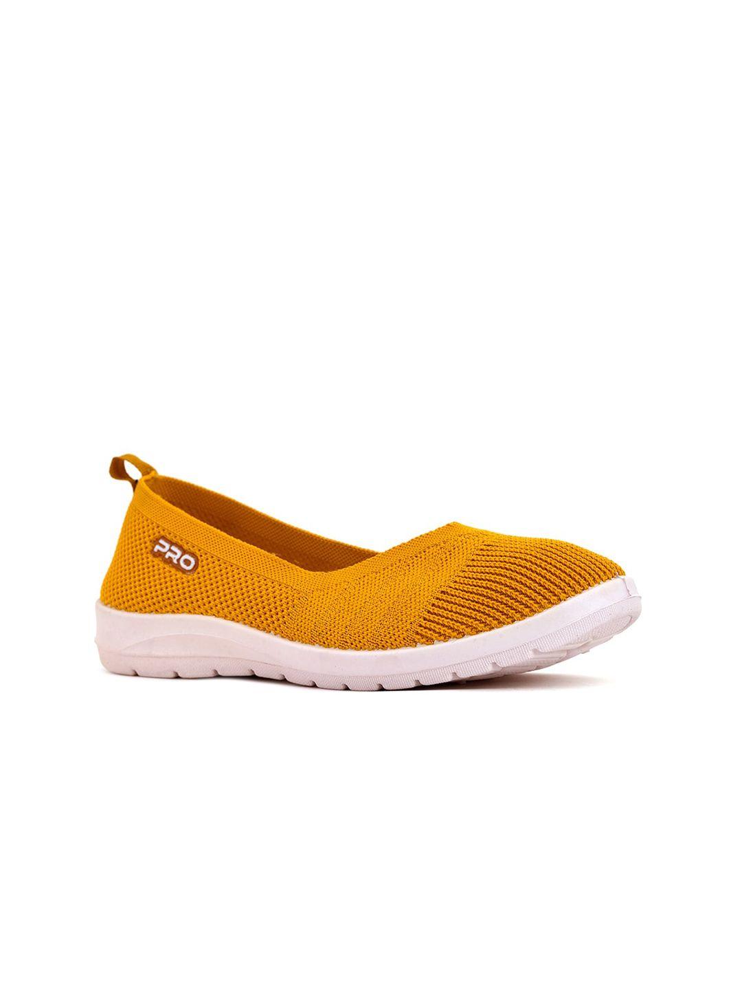 khadims women mustard yellow woven design slip-on sneakers