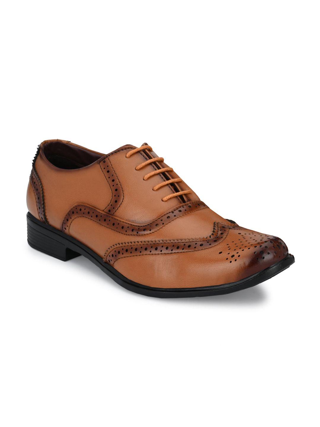 mr.wonker men tan solid formal brogues