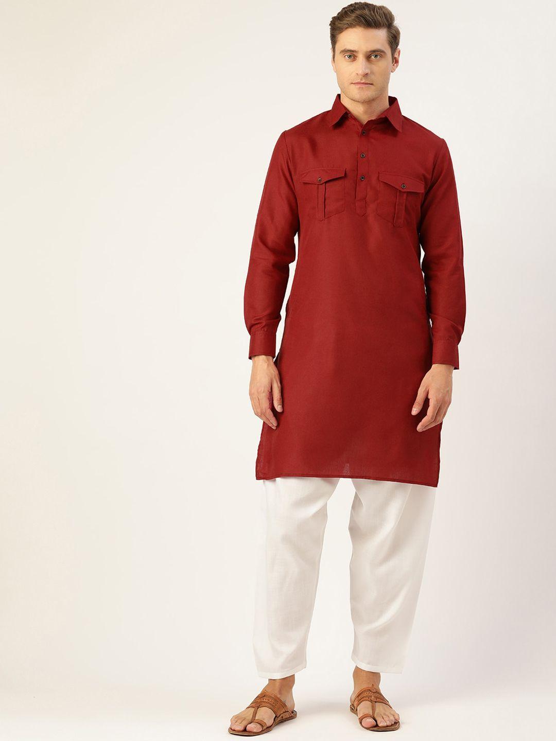 molly & michel men maroon pathani kurta