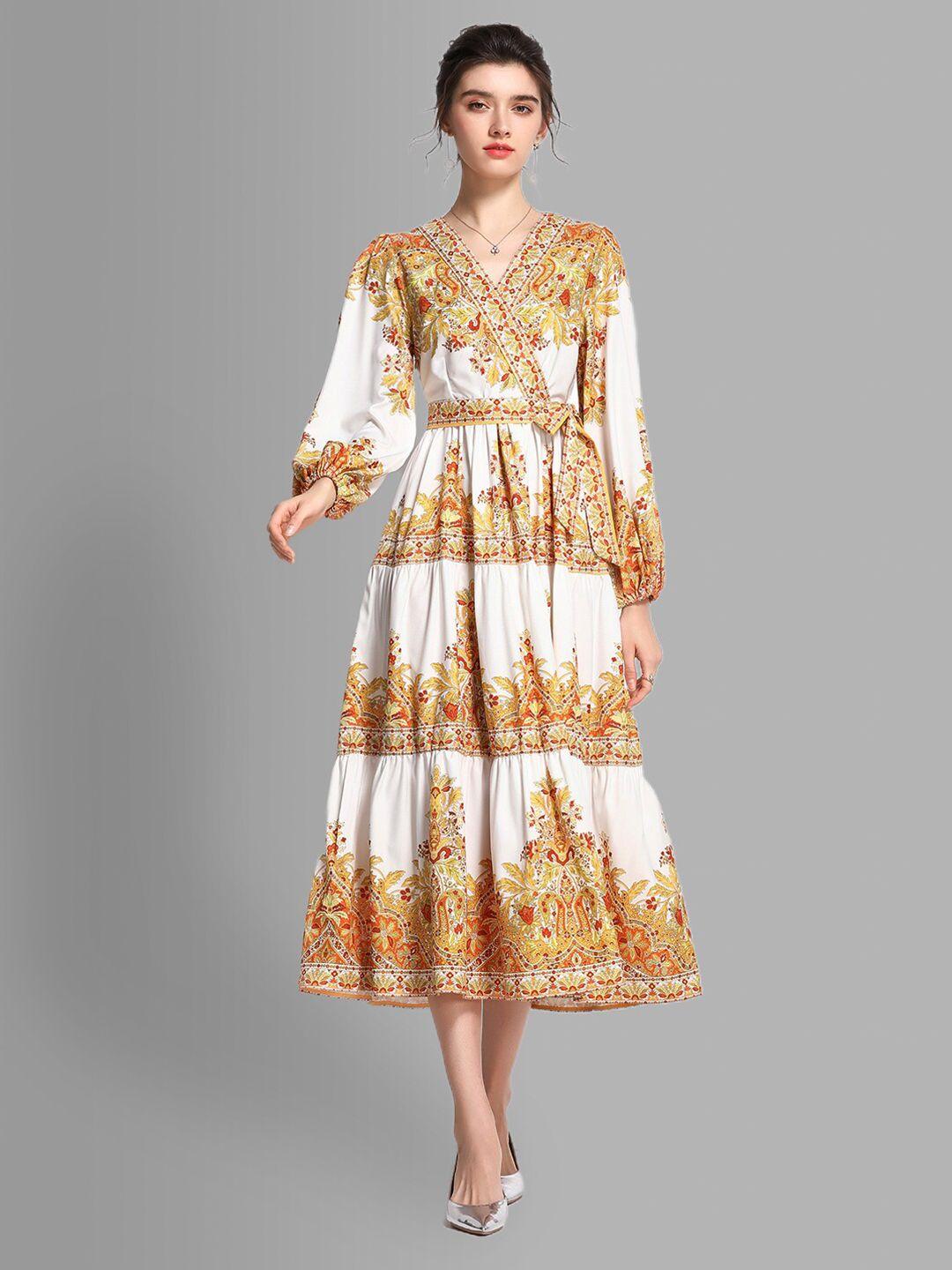 jc collection yellow bohemian midi dress