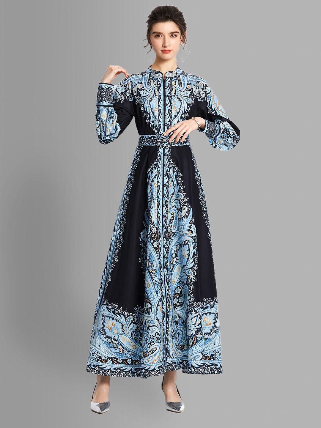 jc collection black & blue bohemian maxi dress