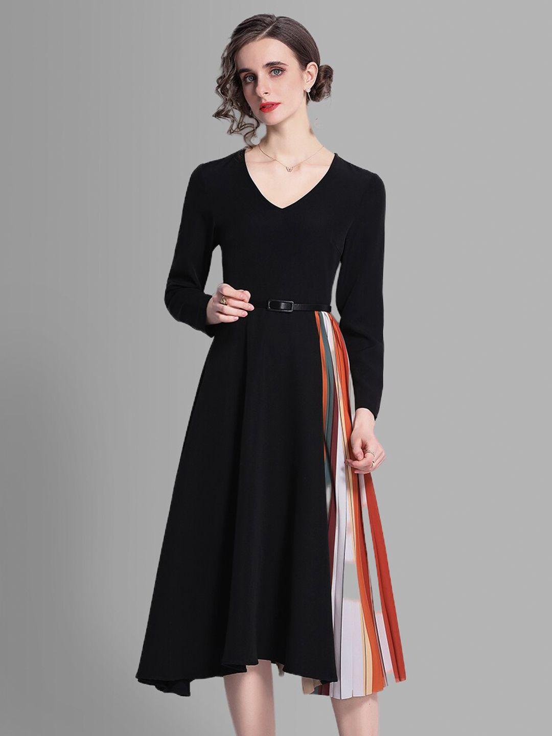 jc collection women black colourblocked midi dress