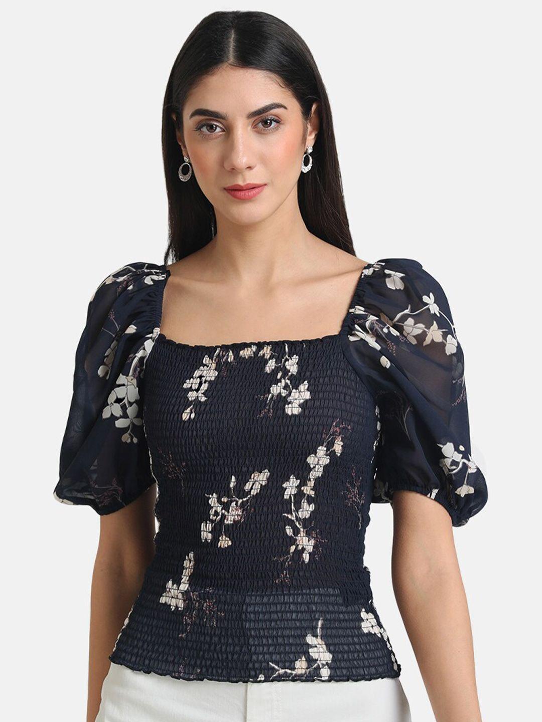 kazo blue floral print top