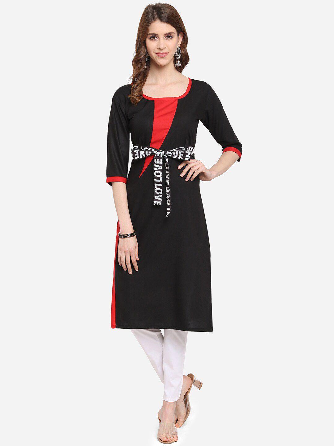 kalini women black colourblocked kurta