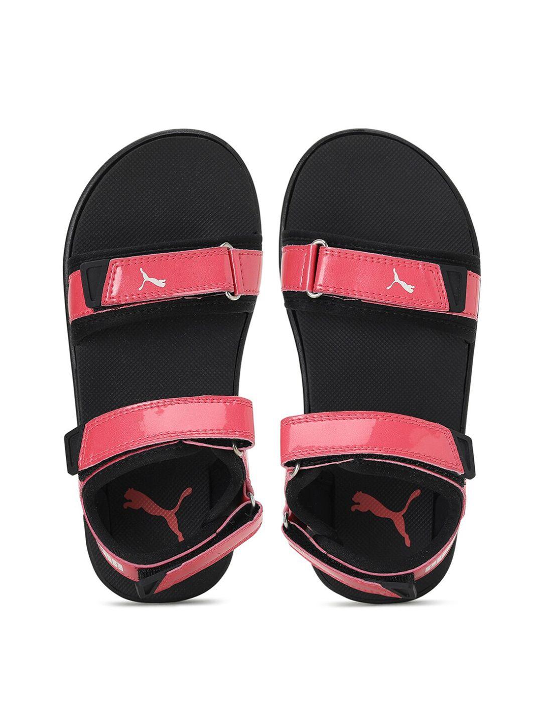 puma women pink and black sports sandals