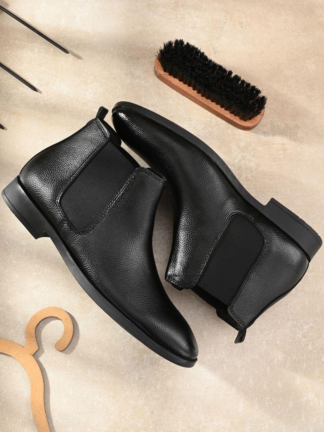 afrojack men black mid-top chelsea boots