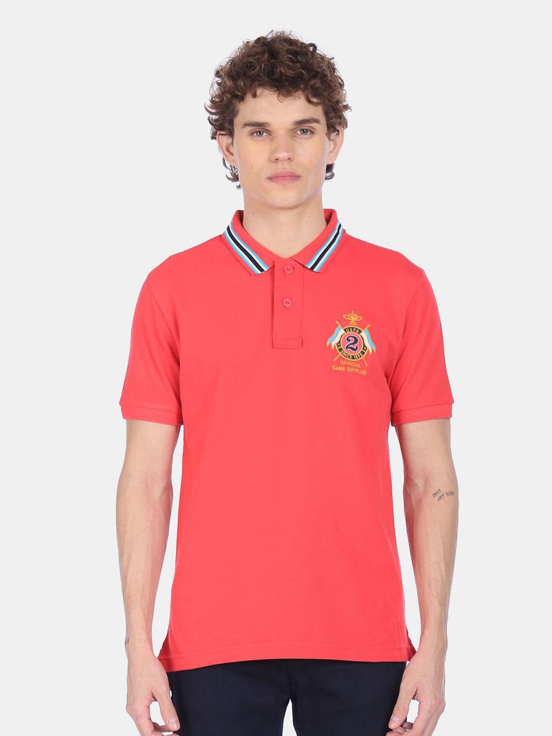 u s polo assn men red polo collar pure cotton t-shirt