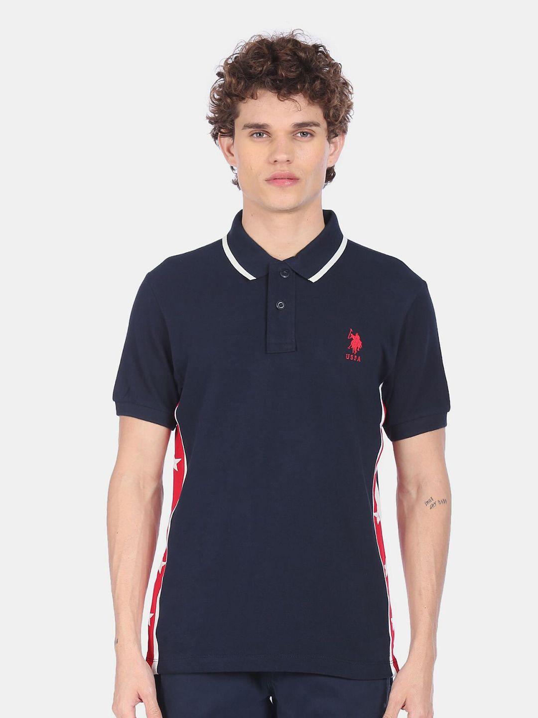 u s polo assn men blue polo collar t-shirt