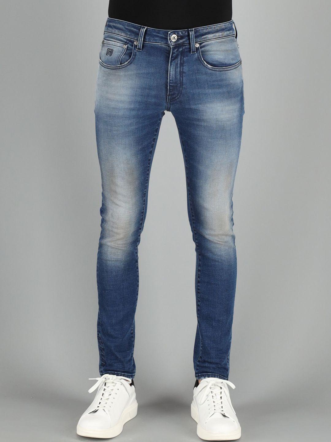 freesoul men blue skinny fit heavy fade jeans