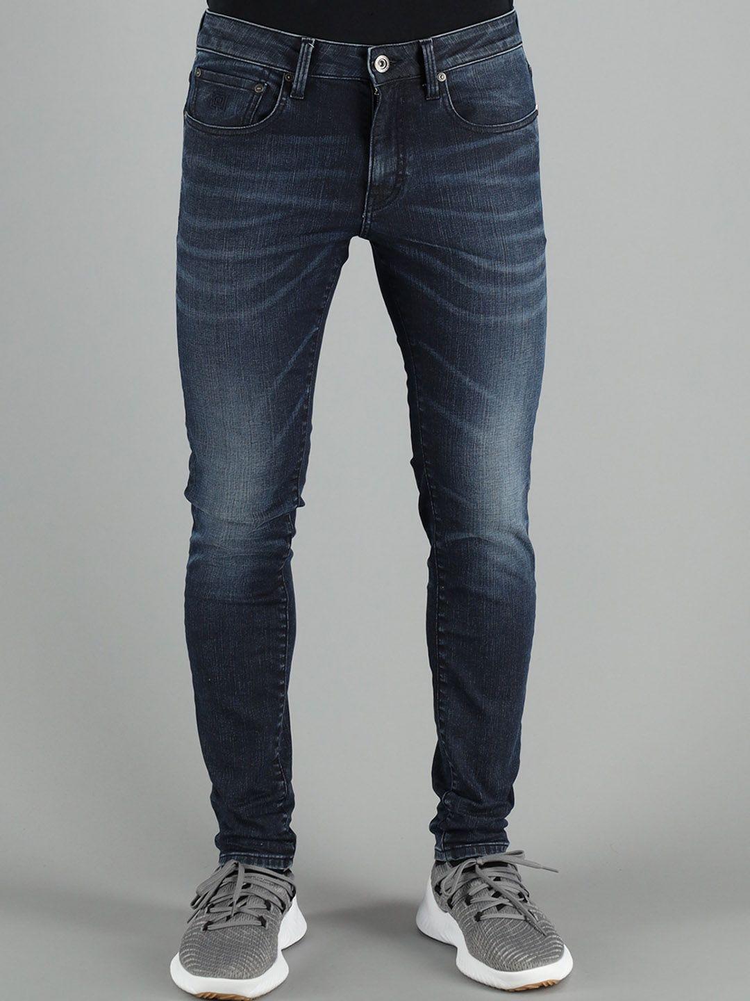 freesoul men blue skinny fit heavy fade jeans