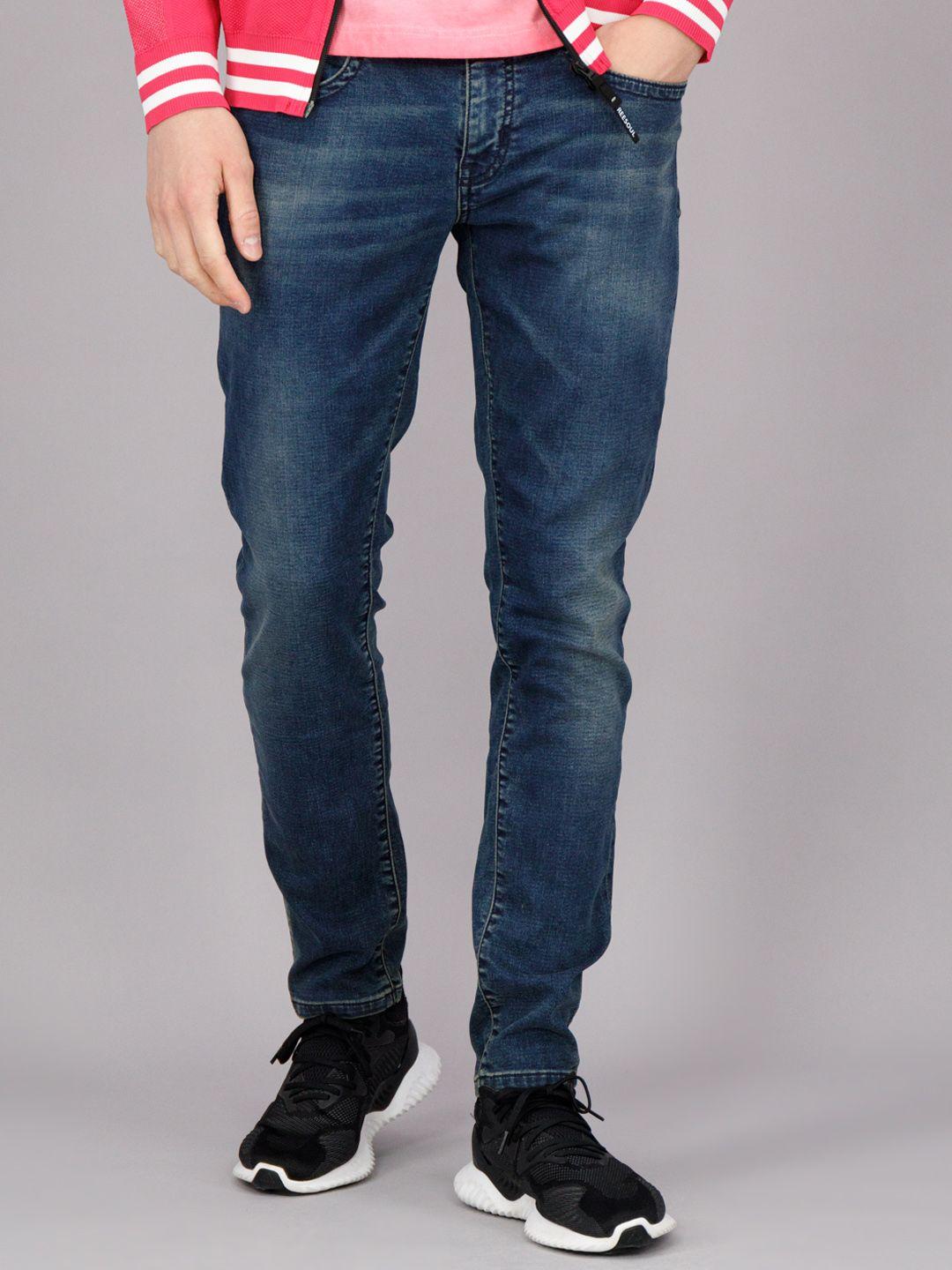 freesoul men blue skinny fit heavy fade jeans