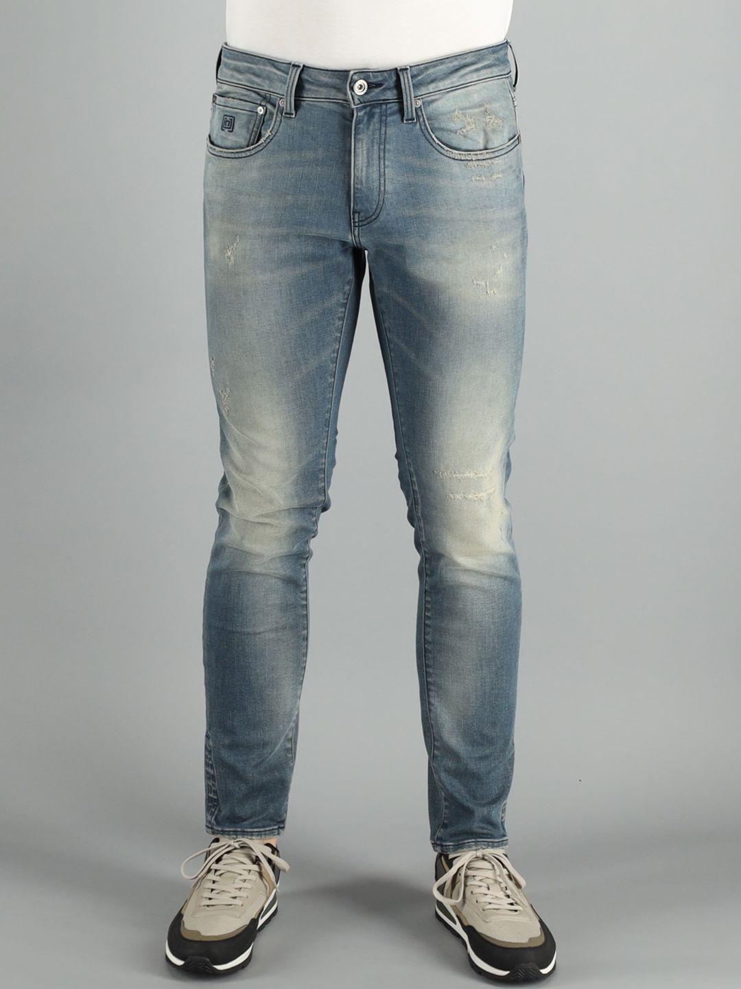 freesoul men blue skinny fit heavy fade jeans