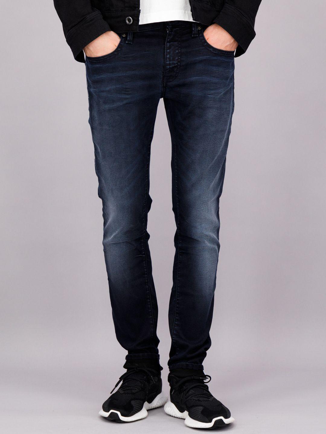 freesoul men blue skinny fit heavy fade jeans