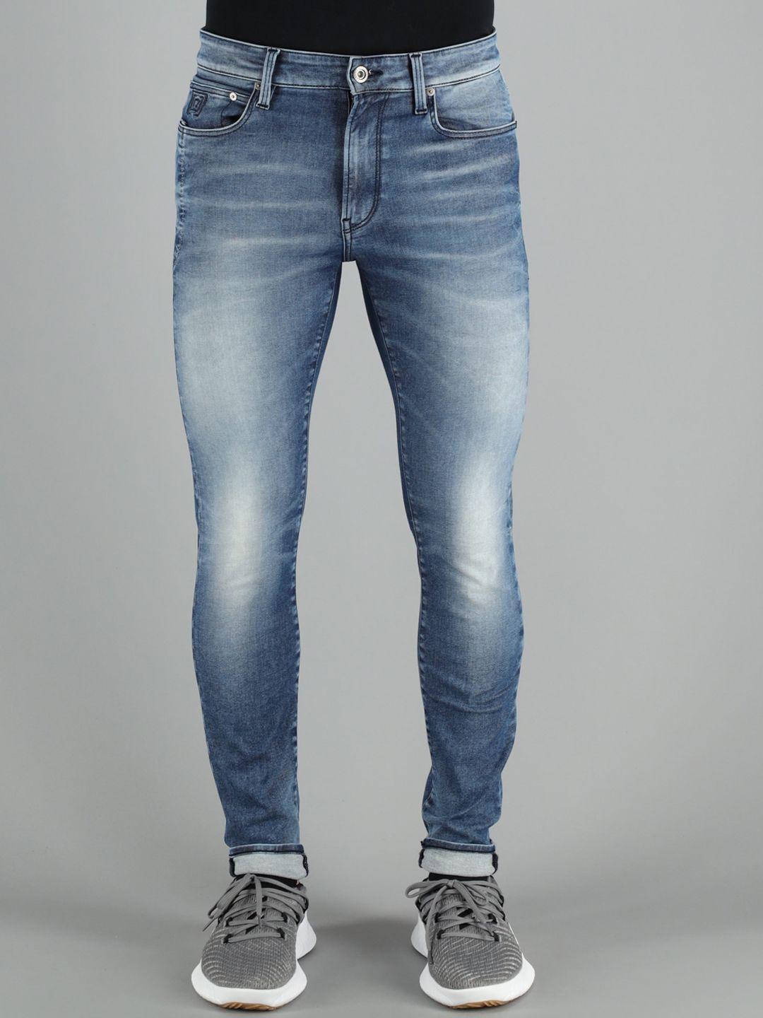 freesoul men blue skinny fit heavy fade jeans