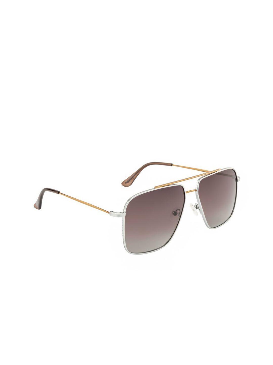 opium men brown lens & silver-toned rectangle sunglasses with polarised lens op-1917-c03