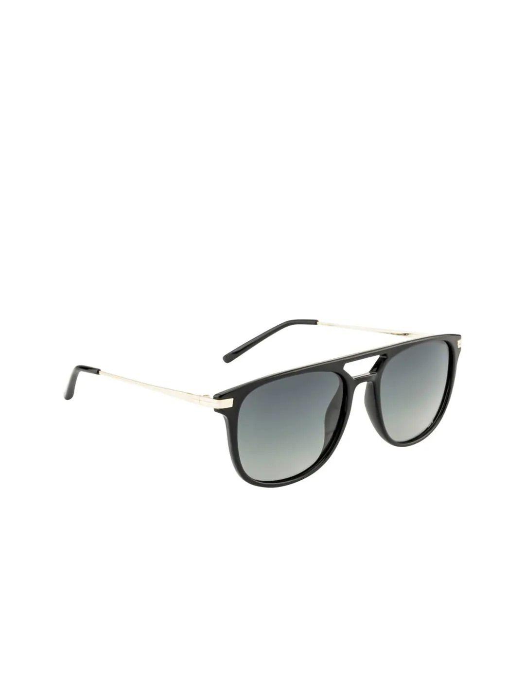 opium men grey lens & black polarised and uv protected round sunglasses op-1901-c01