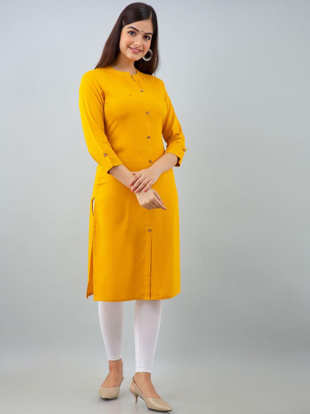 women touch women yellow solid kurta