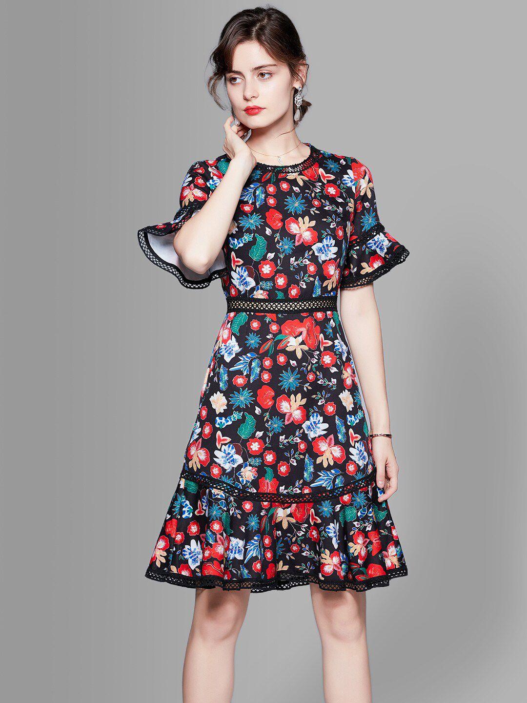 jc collection multicoloured floral a-line dress