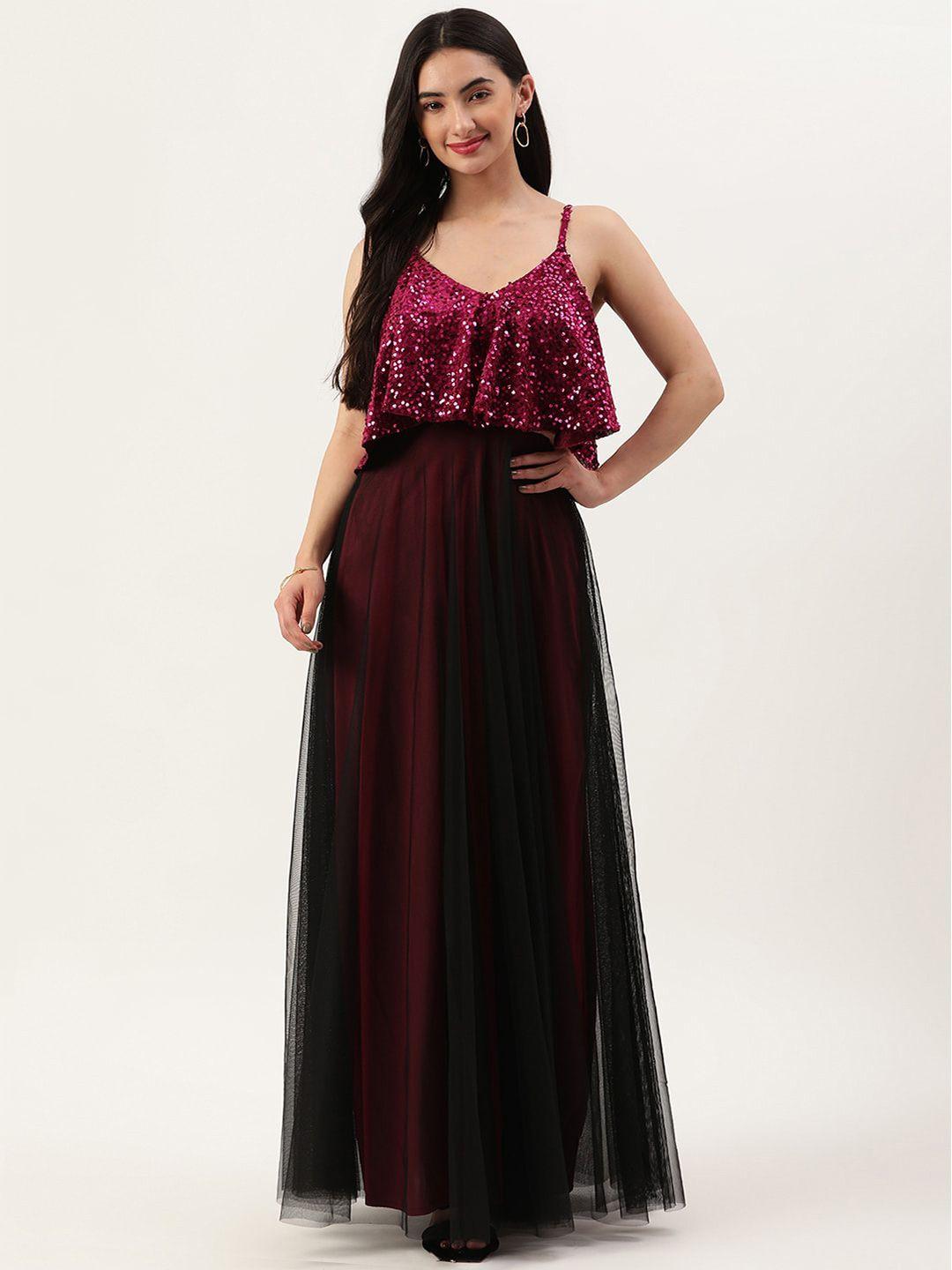 trendy divva pink embellished maxi dress